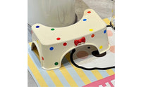 Plastic Toilet Stool Arched Underside Restroom Aid Red Ribbon