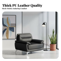 Modern Design 3-Seater Office Couch Minimalist Design 3Piece Black Lounge Set Professional Look Reception Seating Thick Cushions for Guests, Clients, Business Owners, Lobby