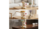Welcoming Cat Statue Candy Dish Decorative Cat Figurine with Tray Tabletop Fortune Figurine for Reception Desk, Entryway, Coffee Table
