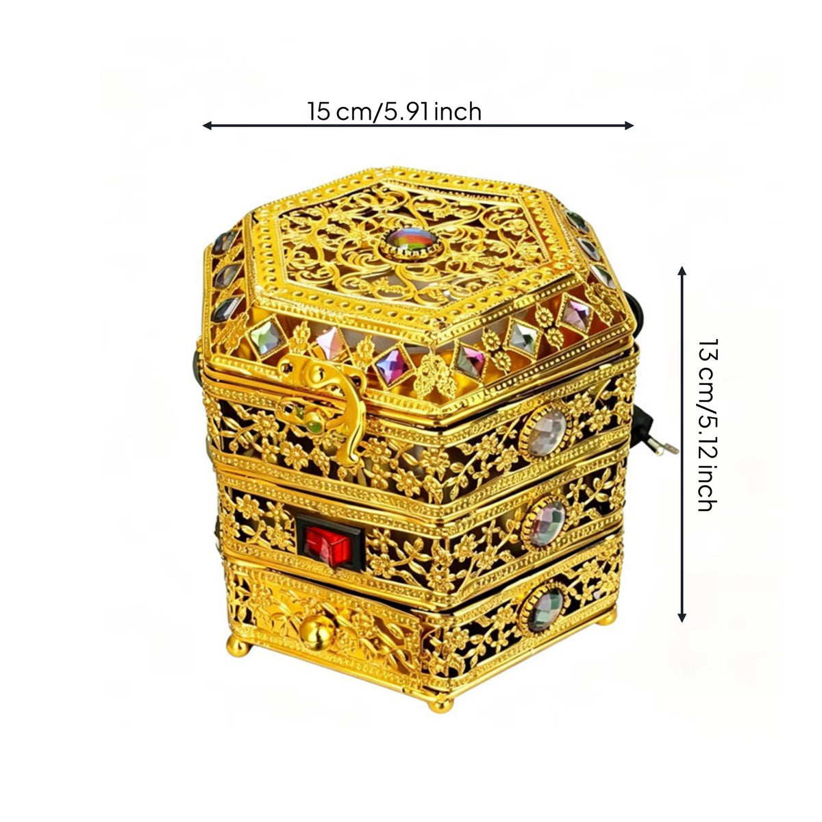 Electric Incense Burner Filigree Metal Incense Burner Electric Censer Gemstone Inlay Home Fragrance Lidded