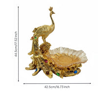 Gold Peacock Tray Luxury Design Peacock Fruit Tray Gift Idea for Coffee Table