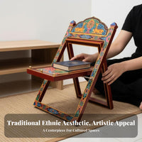 Painted Deer Bookrest Intricate Pattern Book Stand Stable Support for Home Cooks