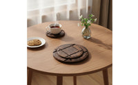 2 Pieces Wooden Hot Pad Thick Hot Pad with Carved Groove Solid Wood Tableware for Dining Table, Kitchen Counter