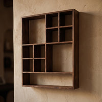 Wall-Mounted Wooden Shelf Space-Saving Wooden Shelf with Compartments Decorative Display Rack for Bedroom, Study