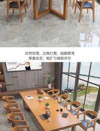 北欧实木会议桌长桌简约现代书桌长方形办公桌泡茶桌洽谈桌椅组合 桶椅