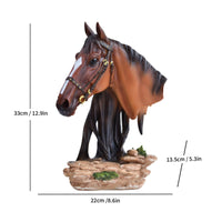 Horse Head Bust with Base Tabletop Decor Sculpted for Entryway, Collectors