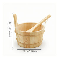 Wooden Sauna Bucket with Ladle Rustic Sauna Bucket with Ladle Handmade for Bathhouse