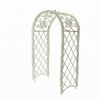 White Iron Arch Gate Miniature Iron Lattice Gate Scroll Details