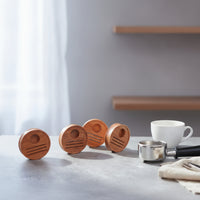 Beverage Stand Base Wooden Espresso Tool Holder Coffee Filter Organizer Station with Natural Grain and Compact Shape Suitable for Home Workplace Cafe
