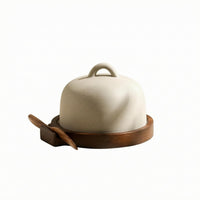 Butter Dish Set Ceramic Butter Keeper Arched Handle