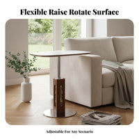 Curved-Shaped Elevating Table Vintage Design & Appearance Living Room Furniture Height-Adjustable Sturdy Construction