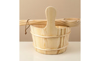 Wooden Sauna Bucket with Ladle Fir Sauna Bucket with Ladle Traditional for Steam Room
