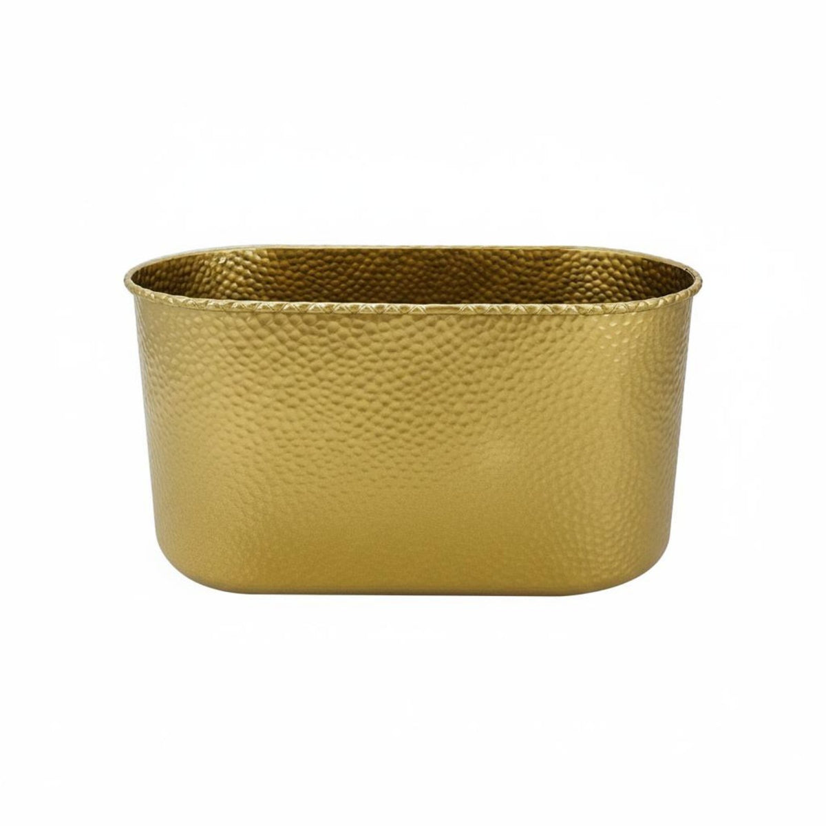 Modern Minimalist Rectangular Metal Flower Pot Luxury Feel Hammered Metal Planter Multi-Purpose Oblong Decorative Vase for Florists, Home Decorators, Living Room, Tabletop, Wedding, Office