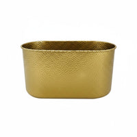 Modern Minimalist Rectangular Metal Flower Pot Luxury Feel Hammered Metal Planter Multi-Purpose Oblong Decorative Vase for Florists, Home Decorators, Living Room, Tabletop, Wedding, Office