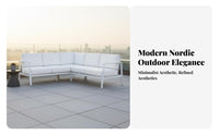 Waterresistant Sofa and Chair collection sun-resistant Patio Set Nordic Design Outdoor Seating Group for Business Owners, Families, Homeowners, Terrace, Courtyard, Backyard, Balcony