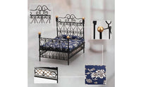 Miniature Dollhouse Bed Wrought Iron Dollhouse Bed Ornate for Room Vignette