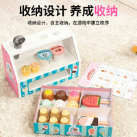 Wooden Pretend Play Ice Cream Shop Toy with Cash Register