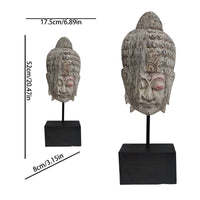 Black Stand Carved Texture Spiritual Decoration Buddha Head Ornament