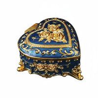 roses Pattern Jewelry Box European Style Heart Jewelry Box Gold Trim Home Decor for Dressing Table