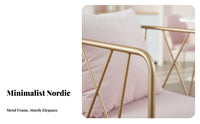 Nordic Design Upholstered Armchair with Metal Frame Instagrammable Accent Seating Modern Design Small Couch Curved Backrest for Interior Designers, Business Owners, Young Adults, Studio, Boutique, Guesthouse, Reception Area