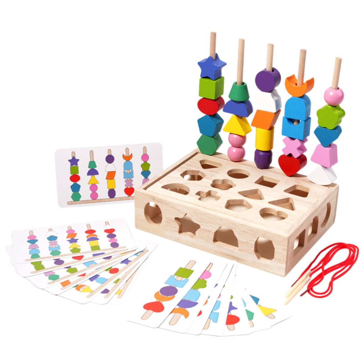 Wooden Shape Sorter with Pegs Educational Shape Matching Toy Box Fine Motor Matching Box for Young Children