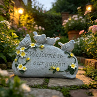 Bird Welcome Sign Ornamental Resin Garden Welcome Sign for Lawn, Patio