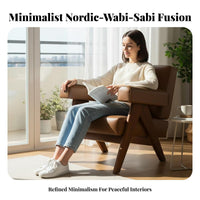 Single-Person Relaxation Seat Rustic Simplicity Aesthetic V-Leg Cane Chair Adaptable Design Sturdy Construction for Living Room