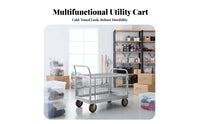 Folding Trolley with Fence Quiet-Roll Rotating Casters Foldable Utility Wagon Space-Saving Sturdy Duty for Vendors, Workshop