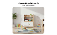 Floor-Standing children's Bookcase with Doors Sturdy Construction Cubby Bookcase with Doors Large Capacity Bookshelf Easy to Assemble for Students, Toddlers, Parents, Bedroom, Nursery, Playroom, Daycare Center