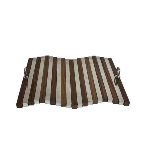Serving Tray with Handles Low-Profile Tray with Handles Natural for Living Room