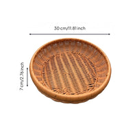 Round Woven Basket Open Top Rattan-Style Basket Sturdy