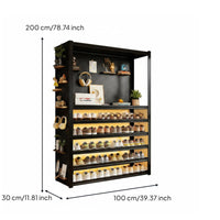 Multi-tier Shoe Rack Vertical Shoe Storage Unit Curtain Shoe Organizer Carbon Steel Household Furniture Space-saving Design Suitable for Families Entryways Living Rooms Balconies
