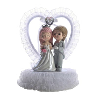Couple Figurine with Heart Frame Decorative Tabletop Ornament Whimsical