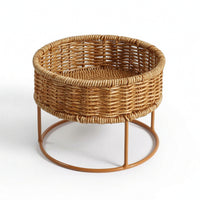 Woven Basket Stand Stylish Rattan Plant Stand Cute for Shelf