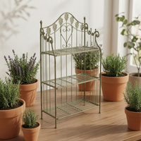 Wrought Iron Flower Stand Vintage Three-Tier Flower Stand Sturdy Home Decor