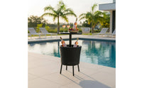 Rattan Ice Container Table Easy Clean Black Drink Cooler Table Large Capacity