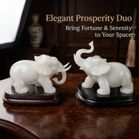 Stone Elephant Statue Decor, Feng Shui Elephants Pair Statues, Decorative Elepha #variant:18*11*12-17 cm, Base Height 3cm