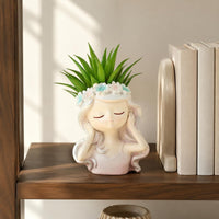 Girl Face Planter Creative Design Flower Pot Easy to Decorate for Bedroom