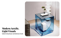 Mobile C-Table Transparent Nightstand Minimalist design with casters for Bedroom, Small Spaces, Home Office