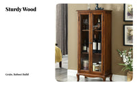 timeless Country design Design Tall Single-Door Hutch Glass Doors book cabinet Multifunctional Display Cabinet Multi-Purpose for Book Lovers, timeless Decor fans, Office Workers, Living Room, Study, Bedroom