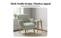 Plaid Upholstered Armchair Nordic Design Accent Chair Comfortable Seating Wooden Frame for Readers, Homeowners, Bedroom, Balcony