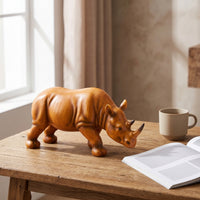 Animal Ornament Figure Wood Grain Statue Base Standing Pose for Desktop, Shelf