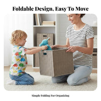 Woven Cube Basket With Handle foldable Woven Cube Built-in Handles for Adults