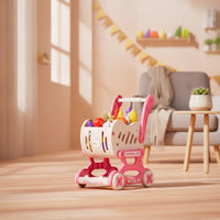 Child-Sized Hippo Shopping Cart Toy Easy to Push Toy Shopping Cart with Detachable Basket Wheeled Small Hands for Toddlers, Kids, Playroom, Preschool