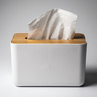 Tissue Box and Napkin Holder for Bathroom Decor, Modern Minimalist Style Square Tissue Box Cover, Home Office Decor with Bamboo, 200-Pack Set