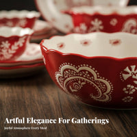 Floral Dinnerware Set, Lace Border, Elegant Domestic Craft, Gift for Housewarming, Wedding