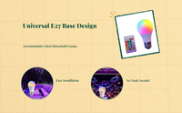RGB LED Bulb, 16 Colors, Dimmable, E27 Remote, Mood Light
