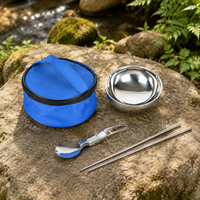 Travel Cutlery Set, Stainless Steel, Chopsticks & Spoon Set, With Case, For Bento, Foldable
