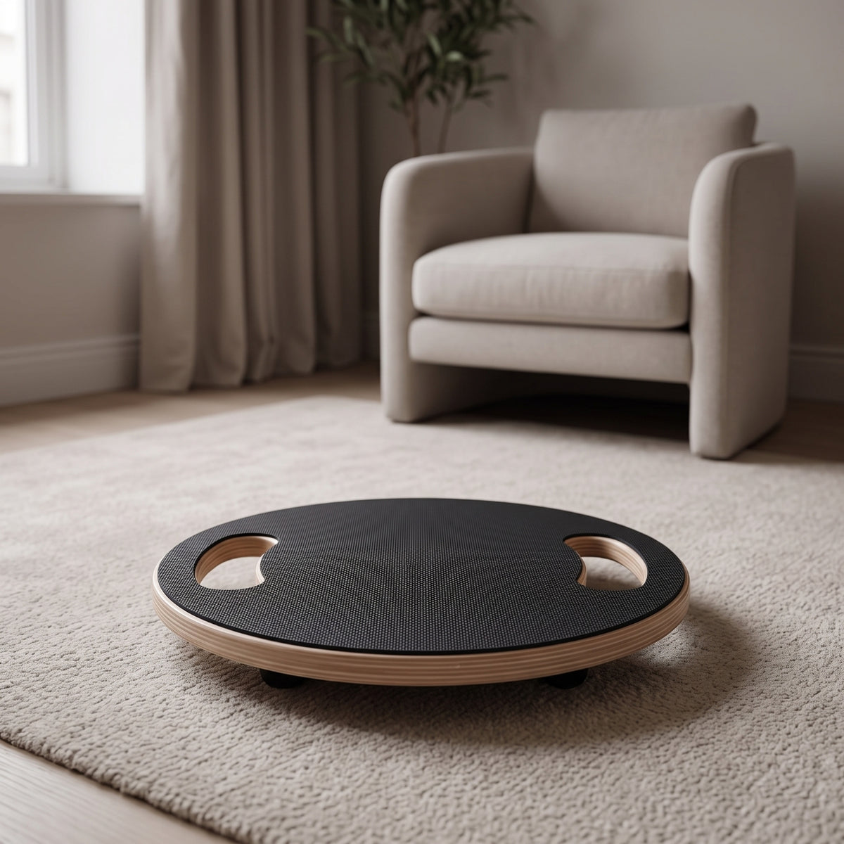Exercise Disc with Wheels Firm Center Training Disc Low-Profile Rolling Board for Fitness Enthusiasts, Home Movers, Living Room