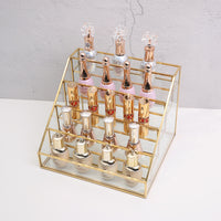 Metal and Transparent Glass Nail Polish Display Rack, Powder and Lipstick Storage Box, Nail Salon Tool Organizer